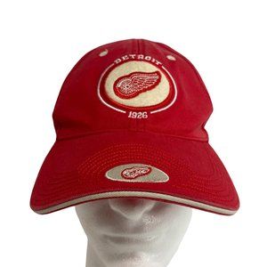 Detroit RED WINGS Hat Red Strapback NHL White Embroidered Logo Hockey Dad Cap